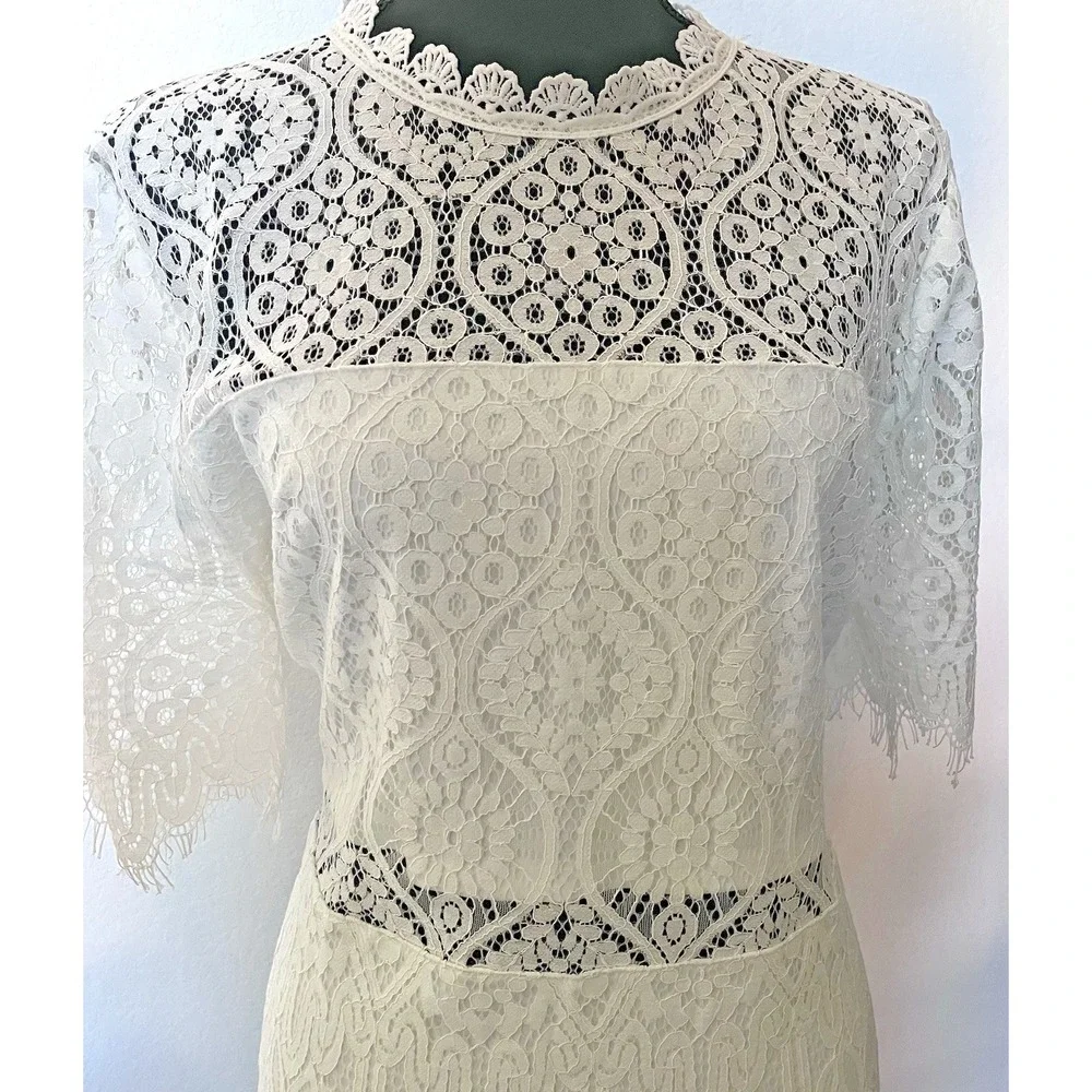 Lulus White Lace Sheath Midi Dress XXL NWOT Bridal Shower Rehearsal Dinner - Picture 4 of 7